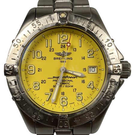  BREITLING ブライトリング スーパーオーシャン 腕時計 黄文字盤 自動巻き コマ付 傷や変色有 A17345