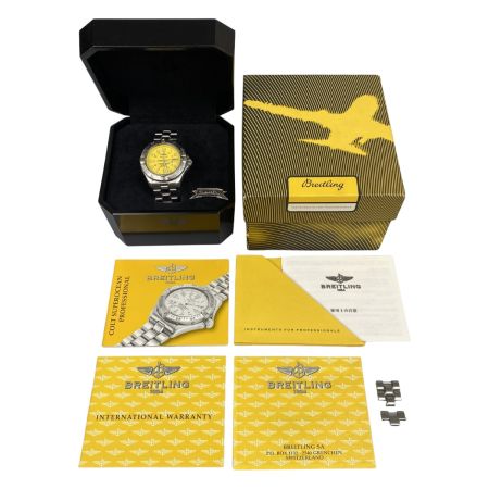  BREITLING ブライトリング スーパーオーシャン 腕時計 黄文字盤 自動巻き コマ付 傷や変色有 A17345