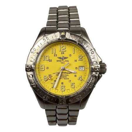  BREITLING ブライトリング スーパーオーシャン 腕時計 黄文字盤 自動巻き コマ付 傷や変色有 A17345