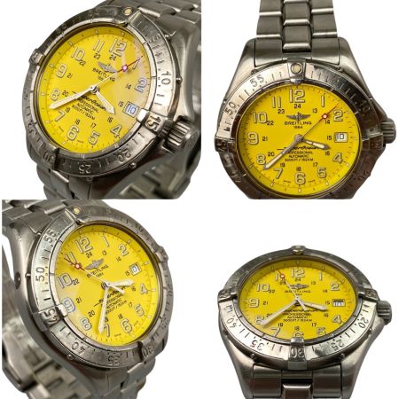  BREITLING ブライトリング スーパーオーシャン 腕時計 黄文字盤 自動巻き コマ付 傷や変色有 A17345