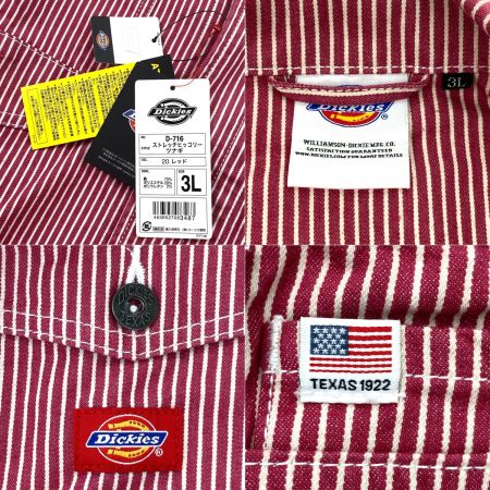  Dickies ディッキーズ ストレッチヒッコリーツナギ D-716 レッド 3Lサイズ