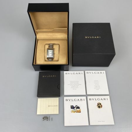  BVLGARI ブルガリ レッタンゴロ 自動巻き 腕時計 ホワイト文字盤 タバコ臭あり RT45S