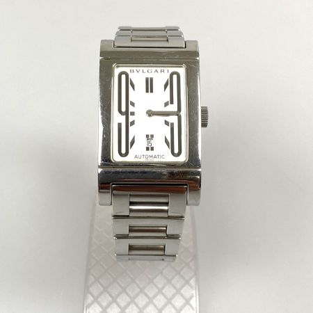  BVLGARI ブルガリ レッタンゴロ 自動巻き 腕時計 ホワイト文字盤 タバコ臭あり RT45S