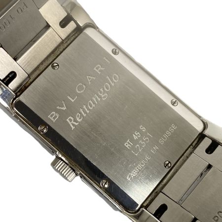  BVLGARI ブルガリ レッタンゴロ 自動巻き 腕時計 ホワイト文字盤 タバコ臭あり RT45S