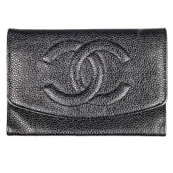 CHANEL シャネル 小銭入れ カードケース ココマーク キャビアスキン ブラック Cランク