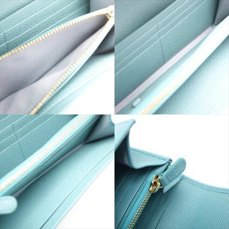  Ferragamo フェラガモ ガンチーニ 内部ヨゴレ有 レザー　財布 エメラルドグリーン 一部地域を除き送料無料