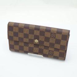 ◆◆ LOUIS VUITTON ルイヴィトン 長財布 N61725 ブラウン ダミエ ポシェット・ポルト・モネ・クレディ Cランク