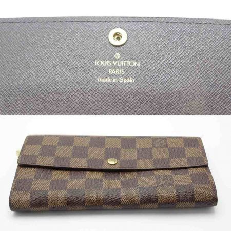 中古】 LOUIS VUITTON ルイヴィトン 長財布 N61725 ブラウン ダミエ