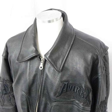  AVIREX アビレックス 1975　NEW YORK　LEATHER　ジャケット ブラック 一部地域を除き送料無料