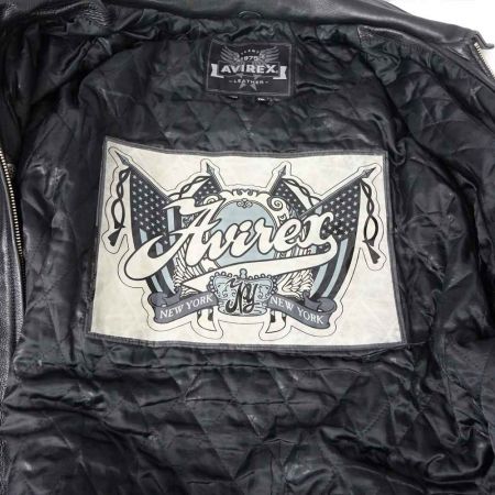 AVIREX アビレックス 1975　NEW YORK　LEATHER　ジャケット ブラック 一部地域を除き送料無料