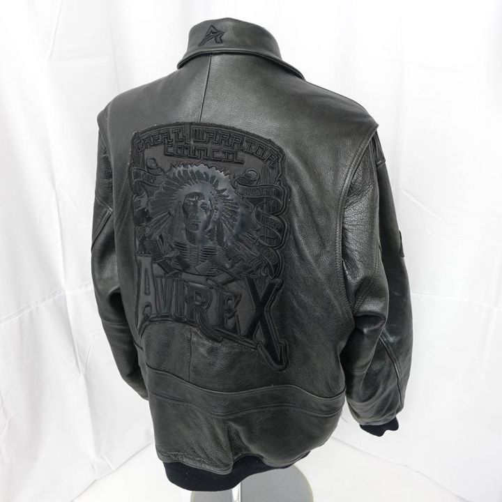 AVIREX ジャケット ブラック AVIREX アビレックス 1975 NEW YORK LEATHER ジャケット ブラック 一部