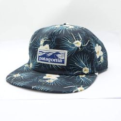 ◆◆ Patagonia パタゴニア 波タグ　花柄キャップ　 ブラック x ホワイト x グリーン Aランク