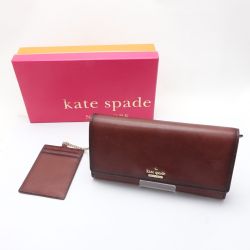 ◆◆ Kate Spade ケイトスペード 長財布　箱付 レザー パスケース付 J183 ブラウン Bランク