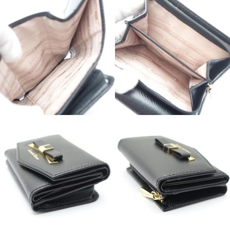  Samantha Thavasa サマンサタバサ コンパクト財布 リボン ブラック