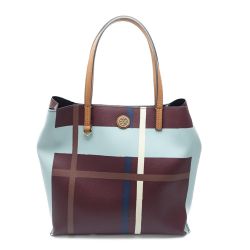 ◆◆ TORY BURCH トリーバーチ トートバッグ 22159541 ブルー/茶 一部地域を除き送料無料 Aランク