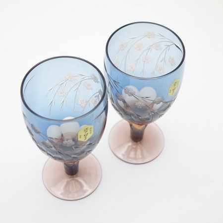  彩鳳 江戸切子　足付ビール杯　2P　木箱入り M-64-2BP 一部地域を除き送料無料