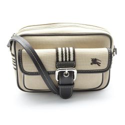◆◆ BURBERRY BLUE LABEL バーバリーブルーレーベル ショルダーバッグ　キャンバス ベージュ 一部地域を除き送料無料 Bランク