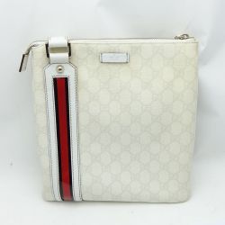 ◆◆ GUCCI グッチ ショルダーバッグ　PVC　シェリー　GG 153244 ホワイト 一部地域を除き送料無料 Cランク