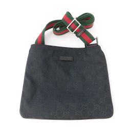 ◆◆ GUCCI グッチ ショルダーバッグ　GGキャンバス　シェリーライン 146309 ブラック 一部地域を除き送料無料 Bランク