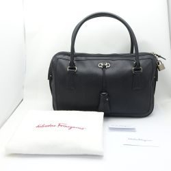 ◆◆ Ferragamo フェラガモ ダブルガンチーニ　ミニボストン　ハンドバッグ DH-21 B102 ブラック Bランク