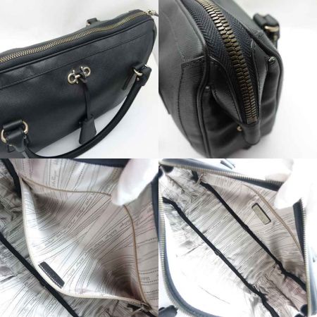  Ferragamo フェラガモ ダブルガンチーニ　ミニボストン　ハンドバッグ DH-21 B102 ブラック