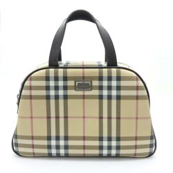 ◆◆ BURBERRY バーバリー ハンドバッグ　ベージュ　ノバチェック　PVC　塩ビ ブラウン 一部地域を除き送料無料 Bランク