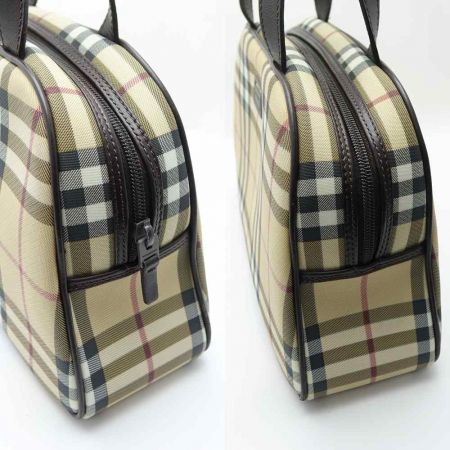  BURBERRY バーバリー ハンドバッグ　ベージュ　ノバチェック　PVC　塩ビ ブラウン 一部地域を除き送料無料