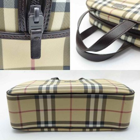 BURBERRY バーバリー ハンドバッグ　ベージュ　ノバチェック　PVC　塩ビ ブラウン 一部地域を除き送料無料
