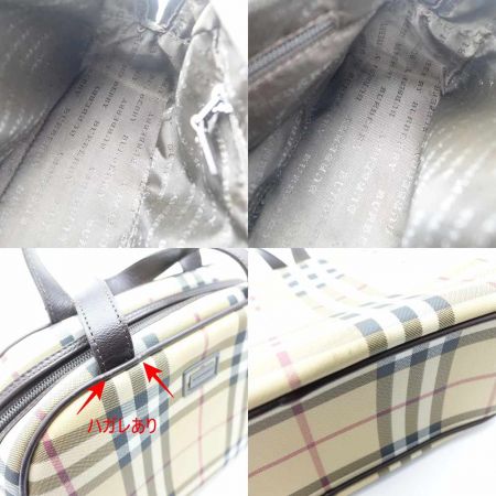  BURBERRY バーバリー ハンドバッグ　ベージュ　ノバチェック　PVC　塩ビ ブラウン 一部地域を除き送料無料