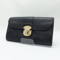 ◆◆ LOUIS VUITTON ルイヴィトン マヒナ ポルトフォイユ・イリス M58163 ブラック Bランク