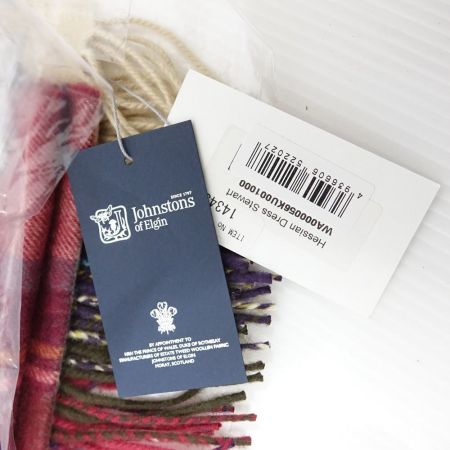  JOHNSTONES マフラー　チェック柄　100％カシミア　190×70cm