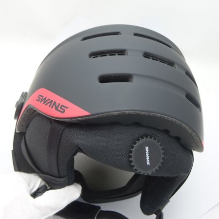 SWANS スワンズ バイザー付き　ヘルメット　52-58cm H-80 ブラック x レッド 一部地域を除き送料無料