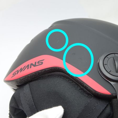  SWANS スワンズ バイザー付き　ヘルメット　52-58cm H-80 ブラック x レッド 一部地域を除き送料無料