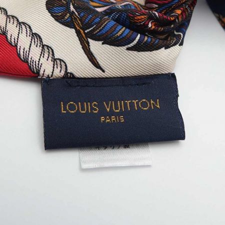 中古】 LOUIS VUITTON ルイヴィトン シルクスカーフ リボンスカーフ 羽