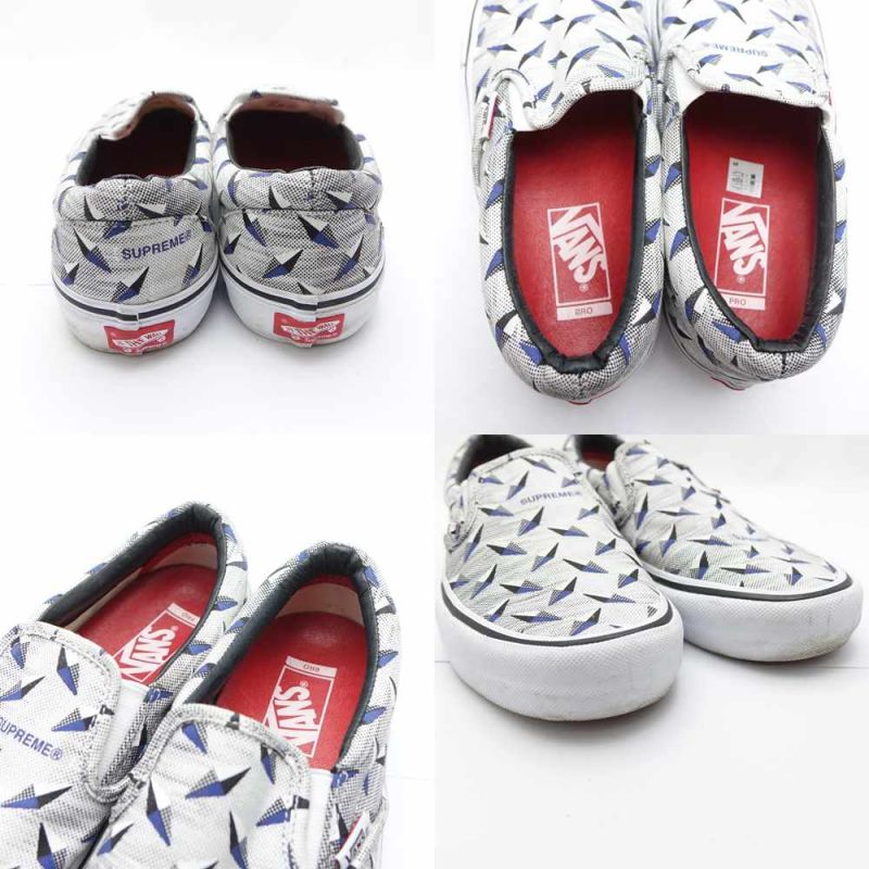 中古】 VANS×Supreme スリッポン 26cm 721454 グレー×ブルー 一部地域 ...