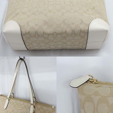  COACH コーチ アウトライン シグネチャー キャンバス ジップ トップ F29958 ベージュ 一部地域を除き送料無料
