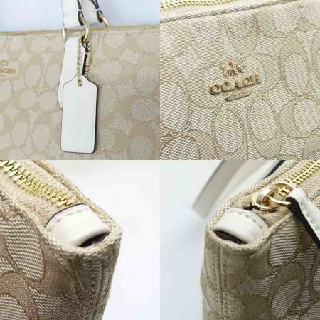  COACH コーチ アウトライン シグネチャー キャンバス ジップ トップ F29958 ベージュ 一部地域を除き送料無料