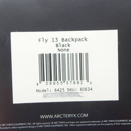  ARC'TERYX アークテリクス リュック　バックパック　デイパック　Fly13　ブラック 6425 ブラック 【一部地域を除き送料無料】