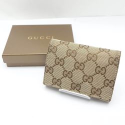 ◆◆ GUCCI グッチ カードケース　GG 　レザー　箱付 120965-4276 ブラウン 【送料無料】 Bランク