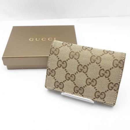  GUCCI グッチ カードケース　GG 　レザー　箱付 120965-4276 ブラウン 【送料無料】