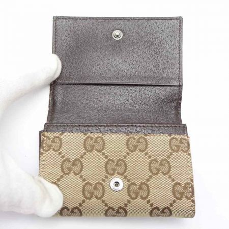  GUCCI グッチ カードケース　GG 　レザー　箱付 120965-4276 ブラウン 【送料無料】