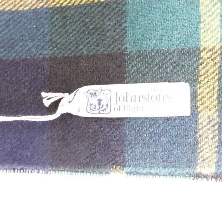  Johnstons ジョンストンズ カシミア100％　スカーフ　チェック グリーン x イエロー 【送料無料】