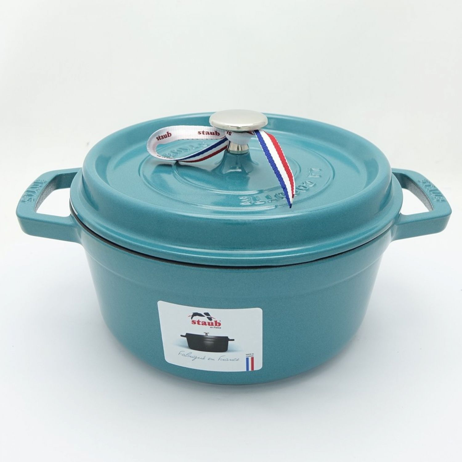 中古】 STAUB ストウブ ピコ・ココットラウンド 22cm 2.6L ミント 一部