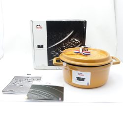 ◆◆ STAUB ストウブ ピコ・ココットラウンド　18cm　1.7L　鍋 マスタード 【一部地域を除き送料無料】 Aランク