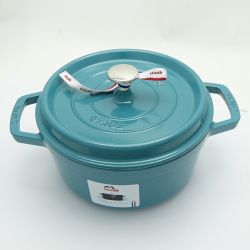 ◆◆ STAUB ストウブ ピコ・ココットラウンド　22cm　2.6L ミントブルー 一部地域を除き送料無料 Sランク