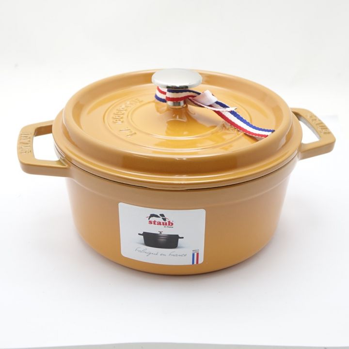 STAUB ストウブ ピコ・ココットラウンド 18cm 1.7L 鍋 マスタード 一部地域を除き送料無料｜中古｜なんでもリサイクルビッグバン