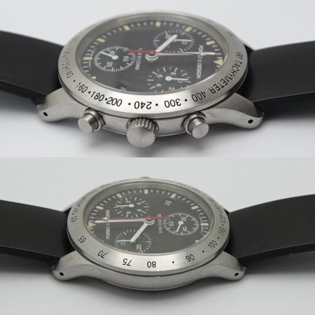  PORSCHE DESIGN クォーツ 箱付 ラバー ブラック エテルナ/2022.2電池交換 6600.41 一部地域を除き送料無料