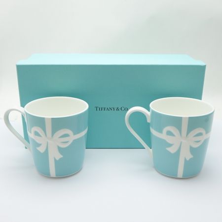 ◆◆ Tiffany & Co. ティファニー ブルーボックスマグ　ボーンチャイナ リボン 一部地域を除き送料無料 Bランク