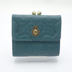 ◆◆ ANNA SUI アナスイ ヴィンテージローズ　二つ折り財布　がま口折り財布 グリーン 送料無料 Bランク