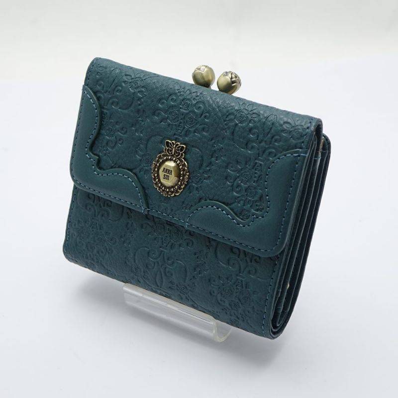 中古】 ANNA SUI アナスイ ヴィンテージローズ 二つ折り財布 がま口